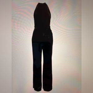 VINCE CAMUTO Black Ruffle Neck velvet High Neck Jumpsuit